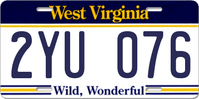 WV license plate 2YU076