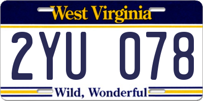 WV license plate 2YU078