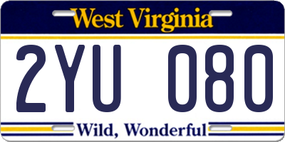 WV license plate 2YU080