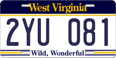 WV license plate 2YU081