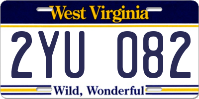 WV license plate 2YU082