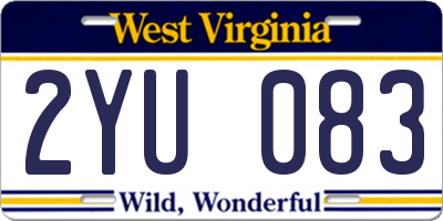 WV license plate 2YU083