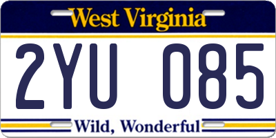 WV license plate 2YU085