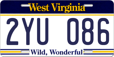 WV license plate 2YU086