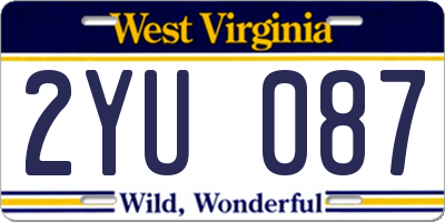 WV license plate 2YU087