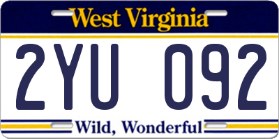 WV license plate 2YU092