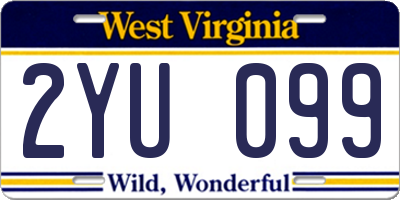 WV license plate 2YU099