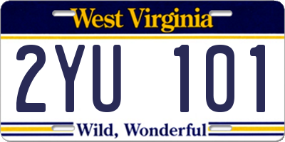 WV license plate 2YU101