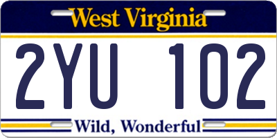 WV license plate 2YU102