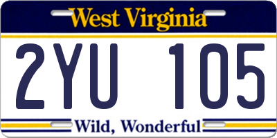 WV license plate 2YU105