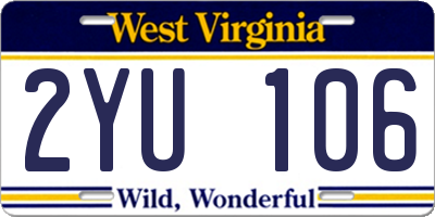 WV license plate 2YU106