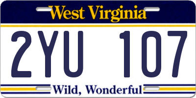WV license plate 2YU107