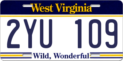 WV license plate 2YU109
