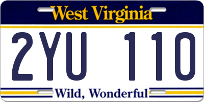 WV license plate 2YU110