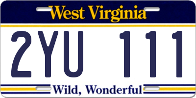 WV license plate 2YU111