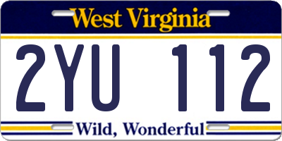 WV license plate 2YU112