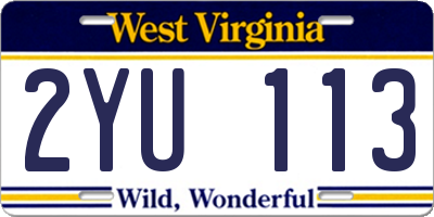 WV license plate 2YU113