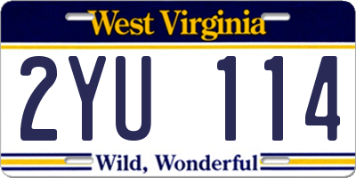 WV license plate 2YU114