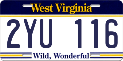 WV license plate 2YU116