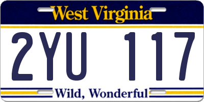WV license plate 2YU117