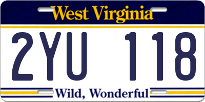WV license plate 2YU118