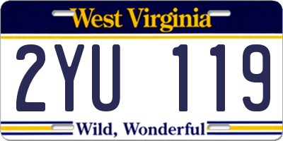 WV license plate 2YU119