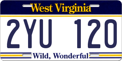 WV license plate 2YU120