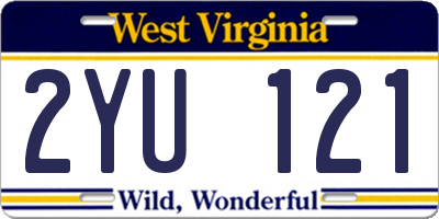WV license plate 2YU121
