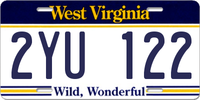 WV license plate 2YU122