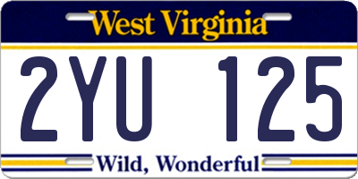 WV license plate 2YU125