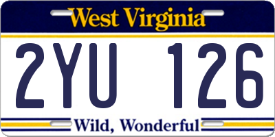 WV license plate 2YU126