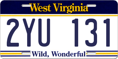 WV license plate 2YU131