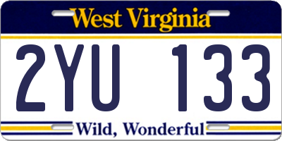 WV license plate 2YU133
