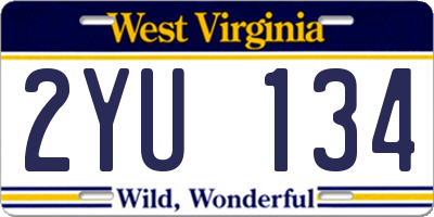 WV license plate 2YU134