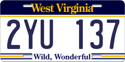 WV license plate 2YU137