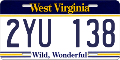 WV license plate 2YU138