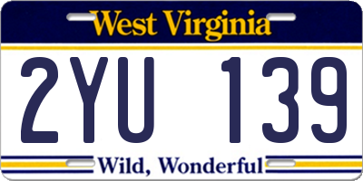 WV license plate 2YU139