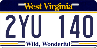 WV license plate 2YU140