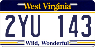 WV license plate 2YU143
