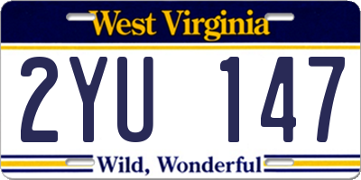WV license plate 2YU147