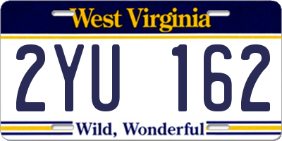 WV license plate 2YU162