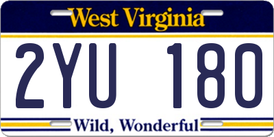 WV license plate 2YU180