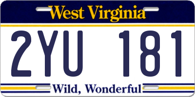 WV license plate 2YU181