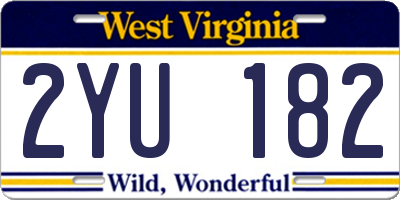 WV license plate 2YU182