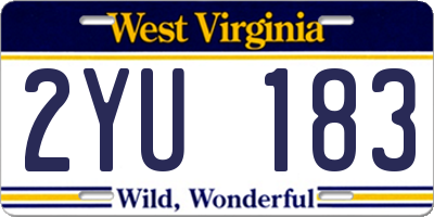 WV license plate 2YU183