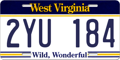 WV license plate 2YU184