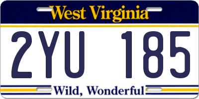 WV license plate 2YU185