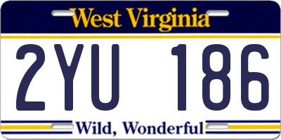 WV license plate 2YU186