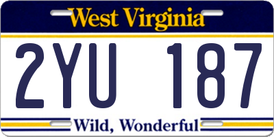 WV license plate 2YU187