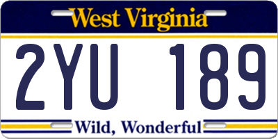 WV license plate 2YU189